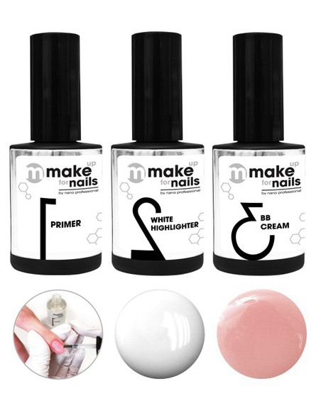 Set of gels MAKE UP FOR NAILS "BASIC SET" (3*15 ml)